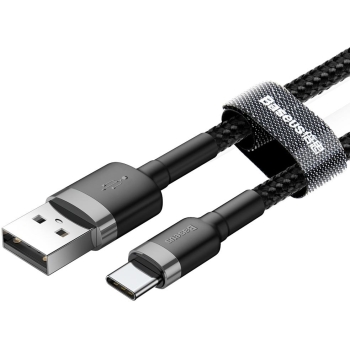 KABEL USB-A -> USB-C Baseus Cafule CATKLF-AG1 50cm 3A QC 3.0 CZARNO-SZARY W NYLONOWYM OPLOCIE