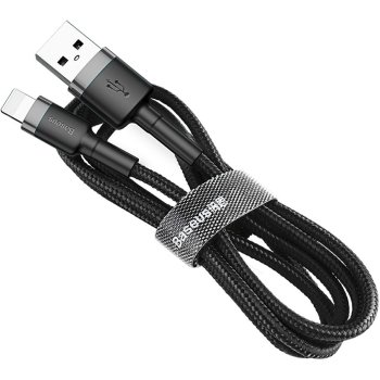 KABEL USB-A -> Lightning / iPhone Baseus Cafule CALKLF-BG1 100cm Apple 2.4A CZARNO-SZARY W OPLOCIE