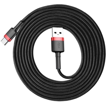 KABEL USB-A -> USB-C Baseus Cafule CATKLF-C91 200cm 2A QC 3.0 CZARNO-CZERWONY W OPLOCIE