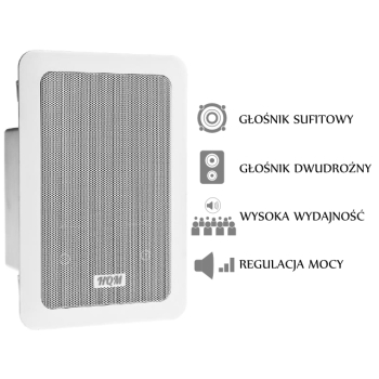 GŁOŚNIK SUFITOWY PROSTOKĄTNY HQM-46SP 10W 100V BIAŁY