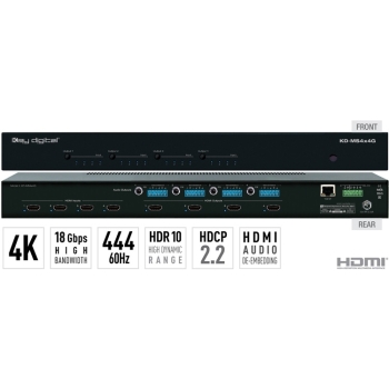 Key Digital Matryca HDMI 4K/18G z niezależnym przełączaniem audio KD-MS4x4G