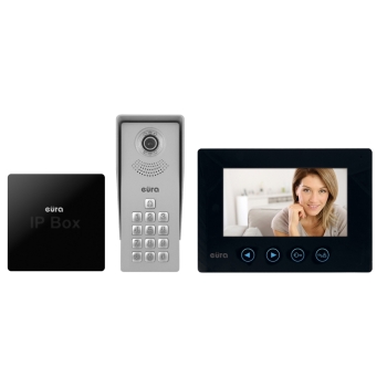 ZESTAW WIDEODOMOFON ''EURA'' VDA-12A3 ''TYTAN'' CZARNY I BRAMKA IP ''EURA'' VDA-99A3